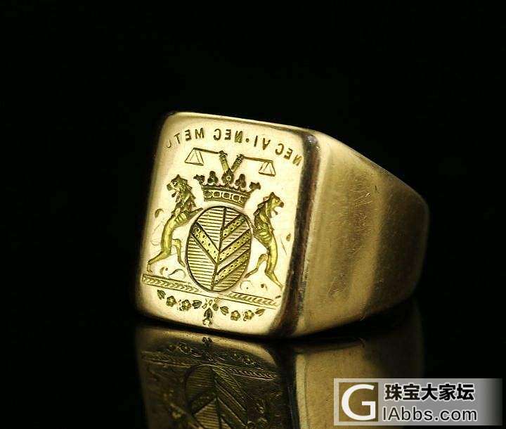法国古董18k黄金火漆印章戒指 贵族徽章戒指
